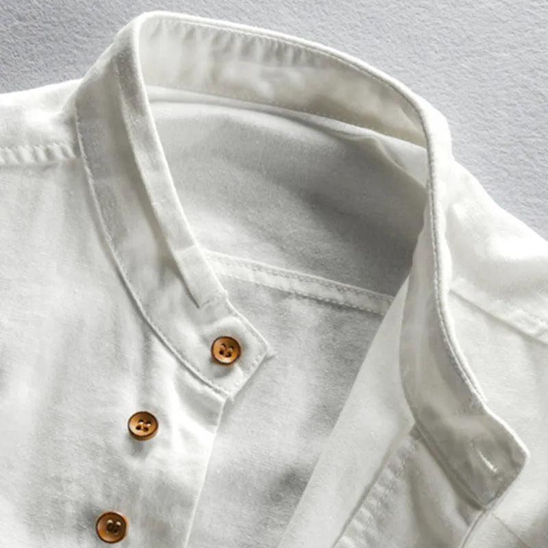 Vicente | Camisa de lino de hombre con cuello mao - view 7