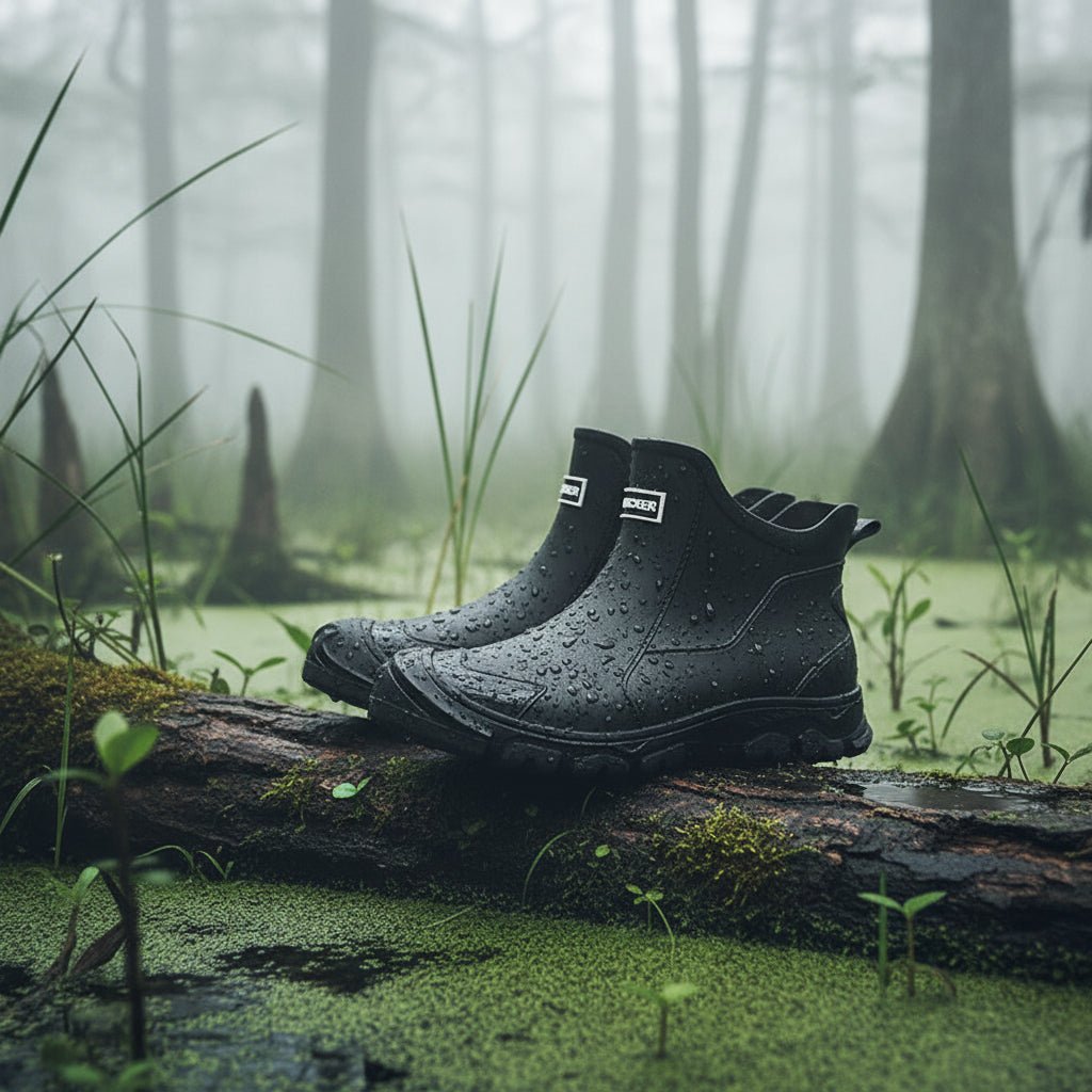 Zacarías | Botas de agua de goma de caña baja - Negro